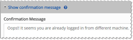 Confirmation Message Confirmation Message